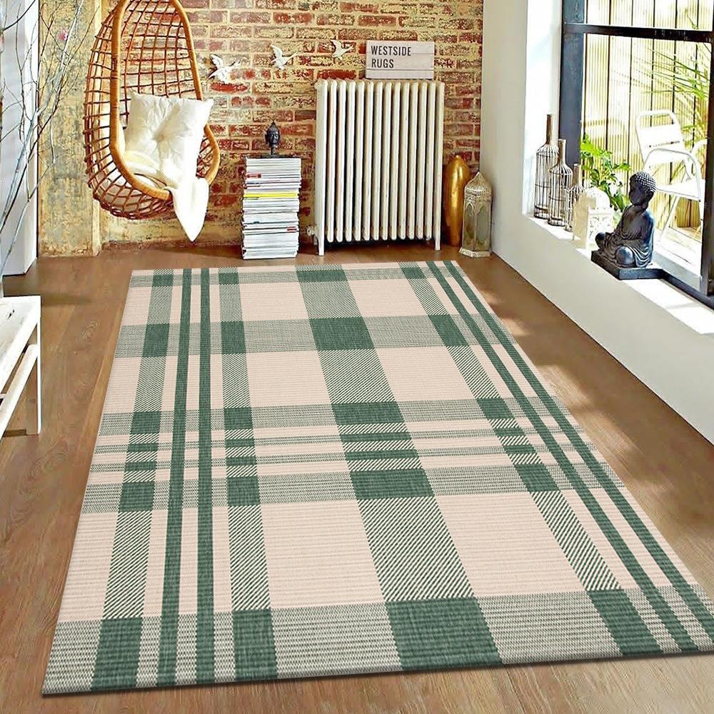 Scandinavian Geometric Area Rug – Non-Slip Large Living Room Carpet for Sofa & Bedside, Easy-Care Floor Mat