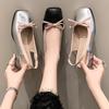 Women's High Heels Silver Single Shoes Square Toe Slip On Flats Women's Ballet Sandals Fashionable Bow Women's Sandals 2024