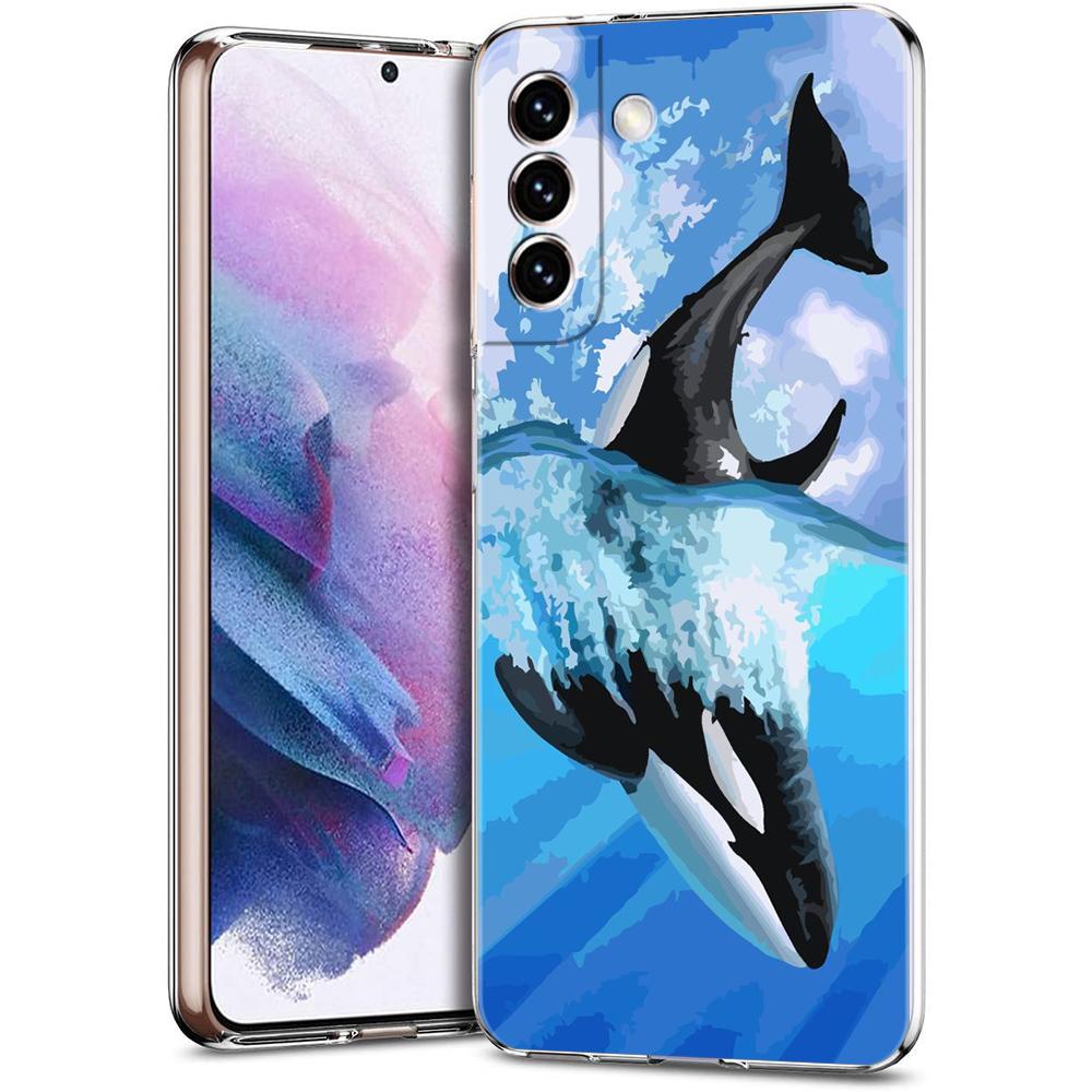 Handyhülle für Samsung Galaxy S24 Ultra S23 FE S22 S20 S21 5G S10 S9 Plus S10E S8 Transparent Orca Ozean süßer Schwertwal Hülle
