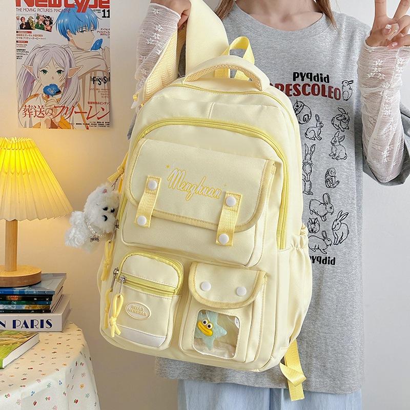Schultasche, Mittelschülerinnen, Rucksack mit mehreren Fächern, High School, große Kapazität, Gewichtsreduzierung, Rückenprotektor, niedlicher vielseitiger Rucksack