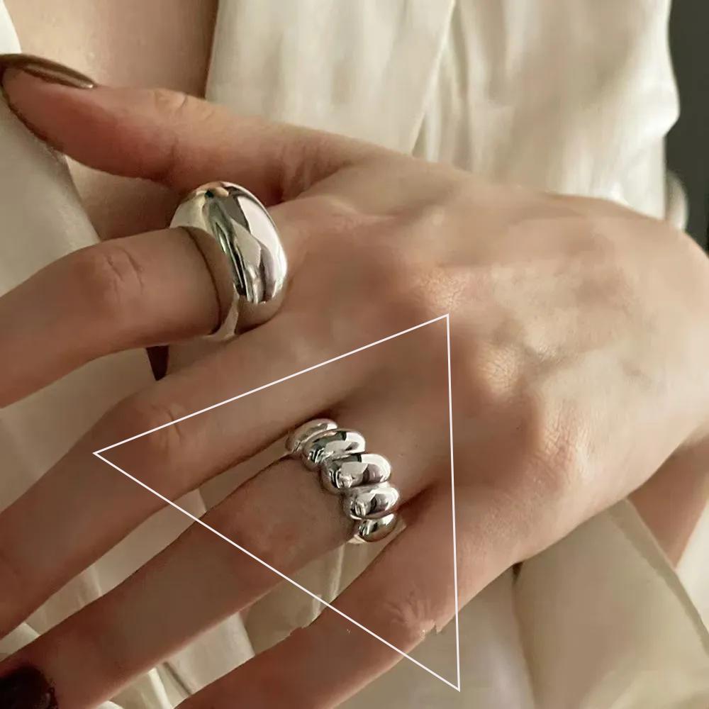 925 Silver Rings New Party Jewelry Vintage Charm Double Layer Geometric Nail Design Accessories Gift Dropship