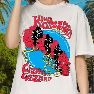 KGLW Harbour Event Centre Vancouver T-shirt Vintage, Phantom Island King Gizzard The Lizard Wizard Groupe de Rock Alternatif, KGLW Crochets de Poisson