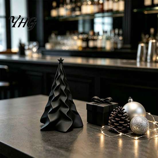 Tiered Star Top Tree Decor 3D Printed Pleated Christmas Ornament, Small Wavy Desktop Modern Holiday Sculpture Decoration with Topper for Home