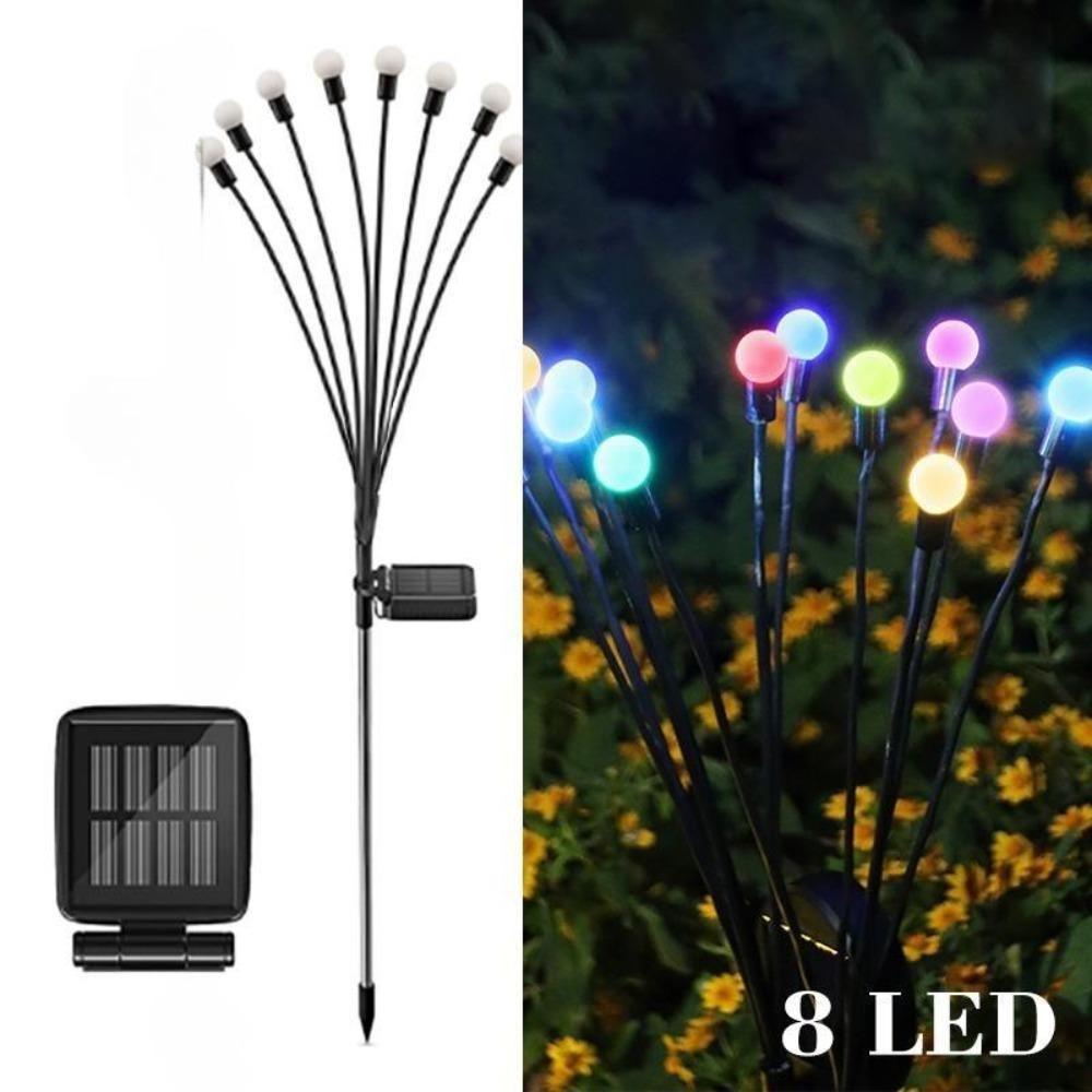 6/8/10 LED Solar Garden Lights Powered Firefly Lights Outdoor Waterproof Vibrant Garden Lights for Patio Pathway Decoration,Warm