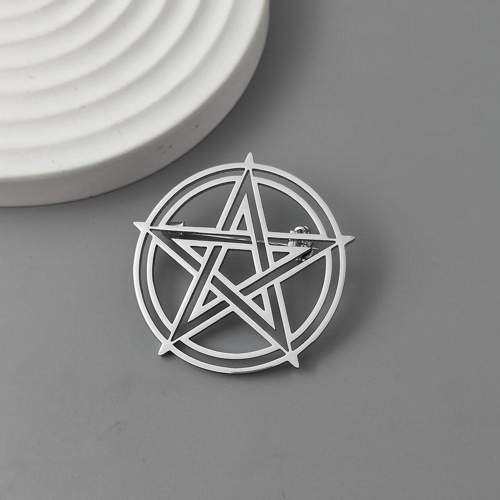 Pentagram Series Stainless Steel Brooch, Symbolizing the Positive Energy of Warding Off Evil, Symbol of Cultural Lapel Jewelry.