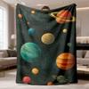 1pc Space-Themed Flannel Blanket | Ultra Soft & Warm, Machine Washable, Polyester, Digital Print, Ultrasonic Embossing, Perfectly Comfortable for All
