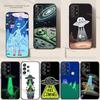Funny Space UFO Alien Thing Phone Case For Samsung S24,21,22,23,30,Ultra,20,Plus,Note,10,9,Black Soft Silicone Case