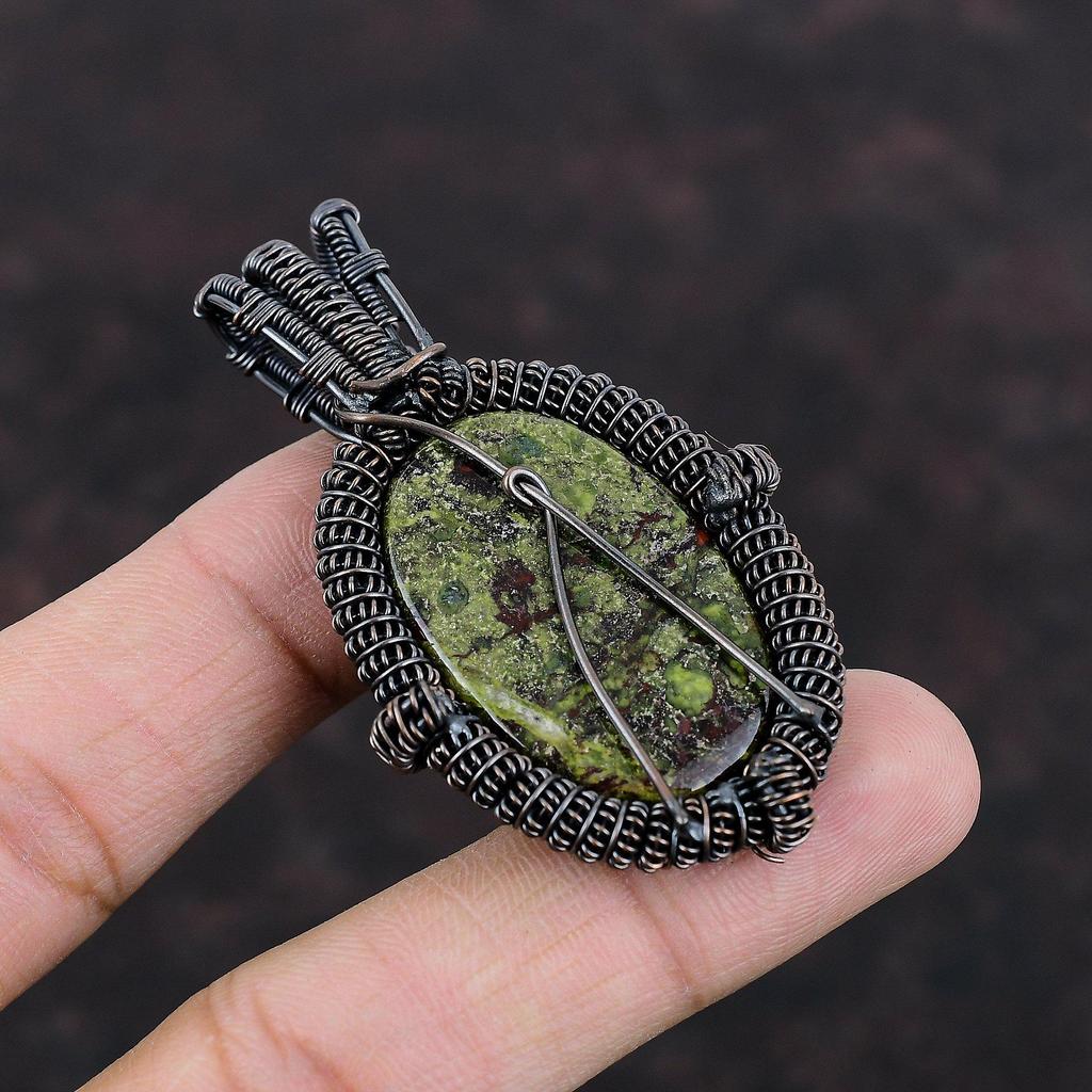 Dragon Bloodstone Pendant Copper Wire Wrapped Pendant Gemstone Handmade Pendant Copper Jewelry Gift For Her Ethnic Pendant Wire Wrap Jewelry