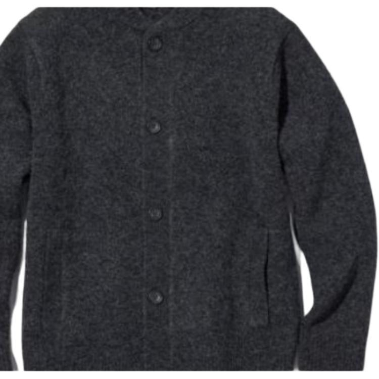 Uniqlo Button-Down Long Sleeve Knit Shirt With Baseball Collar Unisex Tops Dark-Gray 451604-08