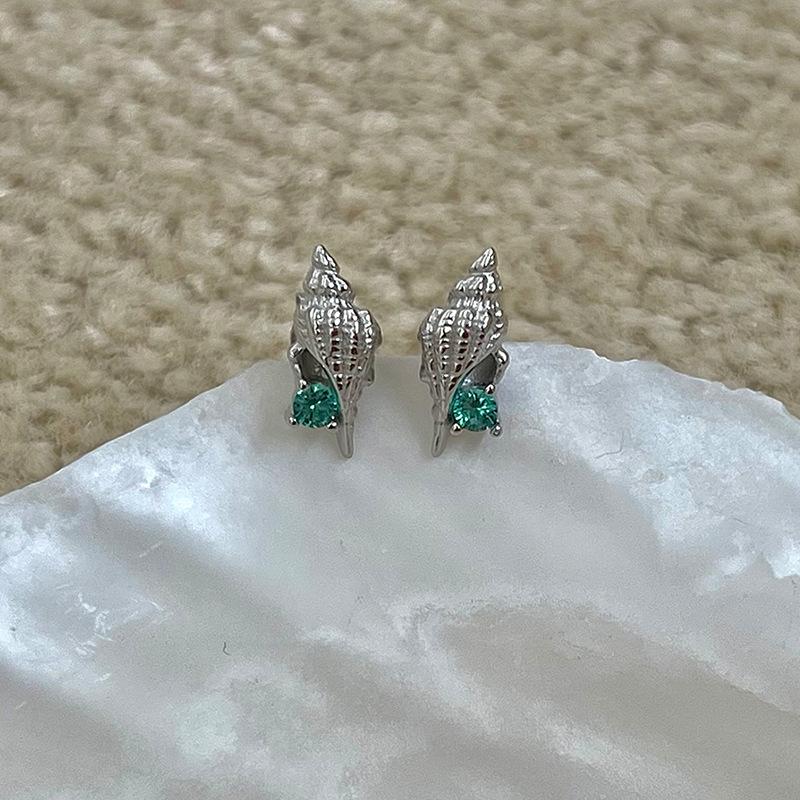 Blue Oil Dripping Starfish Conch Stud Earrings Women'S Small Exquisite Unique Personality Fashion Temperament Versatile Earrings Earrings