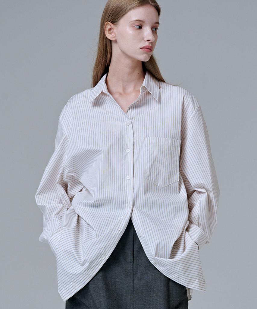 MALOUPE 4117 Oversized Striped Shirt (Yellow)