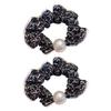 2Pcs Hair Tie High Elasticity Non-Slip Soft Chiffon Fabric Hair Rope with Imitation Pearl Design Floral Print Bun Half-Tied Hair Accessories