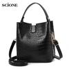 Women Handbag Leather Pattern Bucket Handbag Shoulder Messenger Bag Ladies PU Wallet