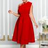 Plus Size Women's Summer Sexy Sloped Ruched High Waist Evening Party Gown Dress