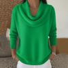 Women's Casual And Fashionable Round Neck Long Sleeved Knitted Color Top Sweater