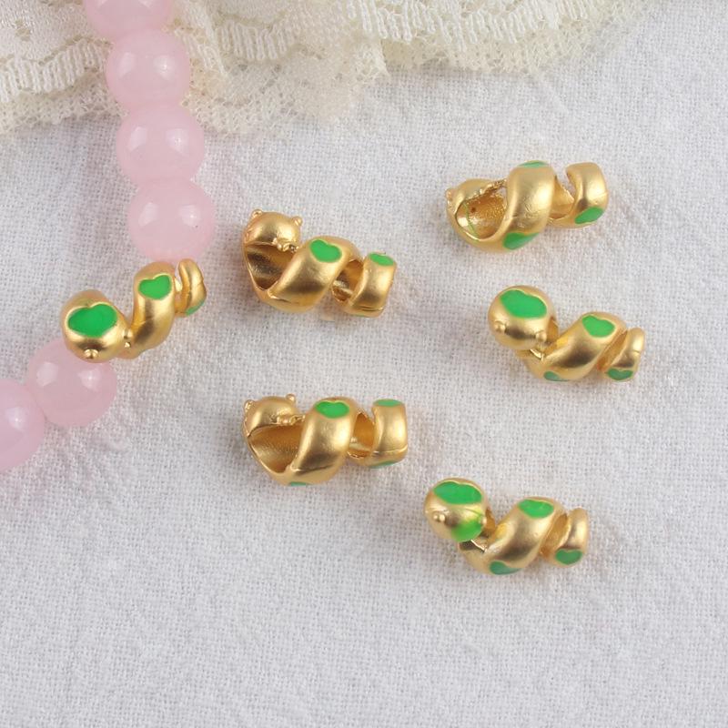 Matte Gold Alloy Snake Year Pendant: DIY Childlike Beaded Jewelry Accessories