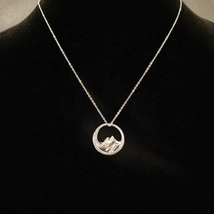 Sailing Wave Mountain Fine Jewelry Platinum Plated Pure S925 Sterling Silver Moissanite Diamond Pendant Necklace Women Couple