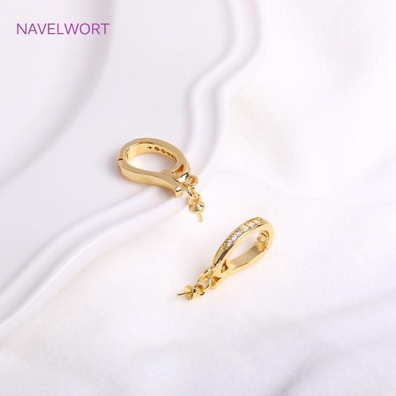 18K Gold Plated Hinged Necklace Enhancer,Inlaid Zircon Pearl Pendant Bail For DIY Necklace Making Supplies,Jewelry Accessories