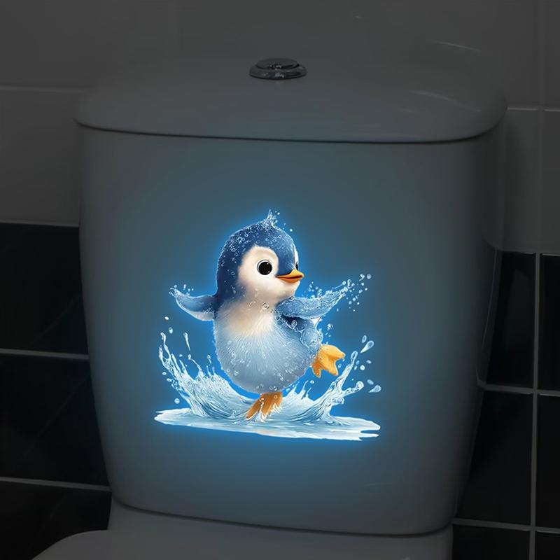 Leuchtender Pinguin Toilettenaufkleber Badezimmerdekor Selbstklebend Abnehmbar Leuchtender Wandaufkleber Heimdekoration