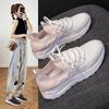 Wiosenne nowe buty damskie modne buty grube dno buty codzienne damskie latające tkane oddychające trampki z siateczki damskie