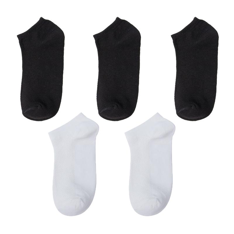 Lot de 5 paires de chaussettes courtes d'été en coton pour femmes, blanches, noires et grises, respirantes, basses et décontractées