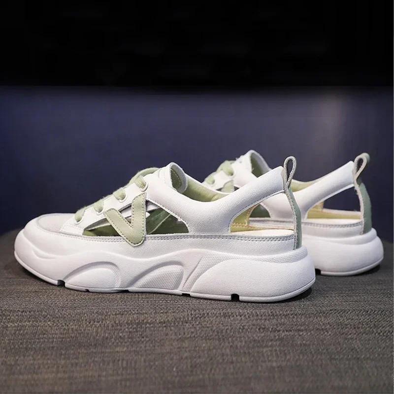 Komfortowe letnie sandały damskie trampki siatkowe casualowe buty na platformie buty sportowe płaskie obcasy buty damskie wycięcia casualowe kapcie