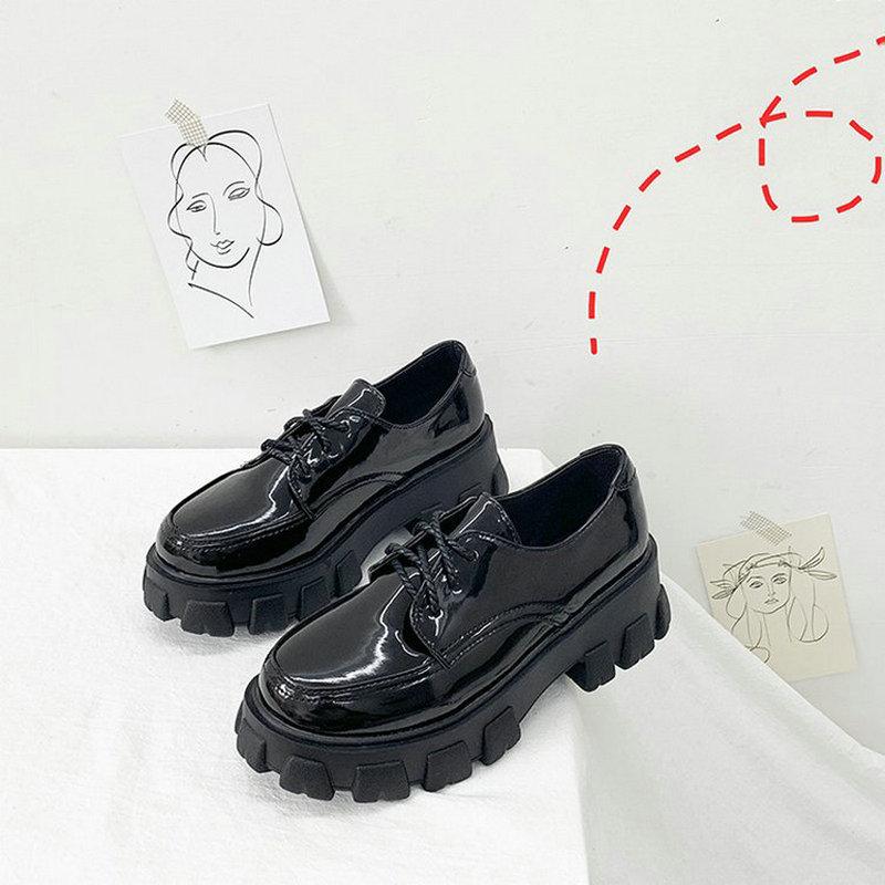 Ladies Leather Shoes Platform Heel Women Shoes British Style Retro High Quality Women Oxford Casual Shoes Womens Flats