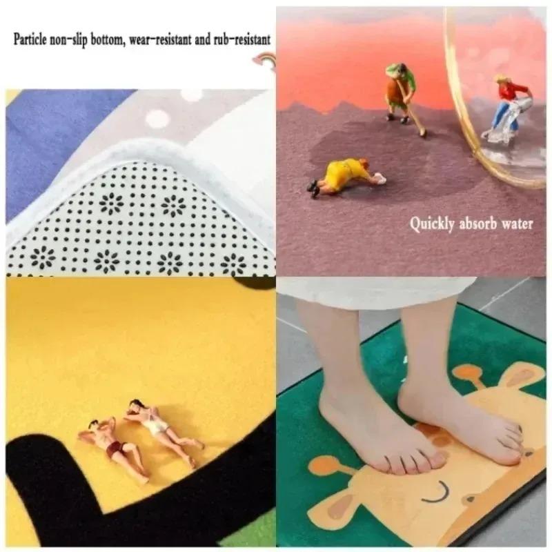 Pink Swan Black Cat Pattern New Entrance Floor Mat Bathroom Absorbent Foot Door Mat Horror Skeleton Decoration