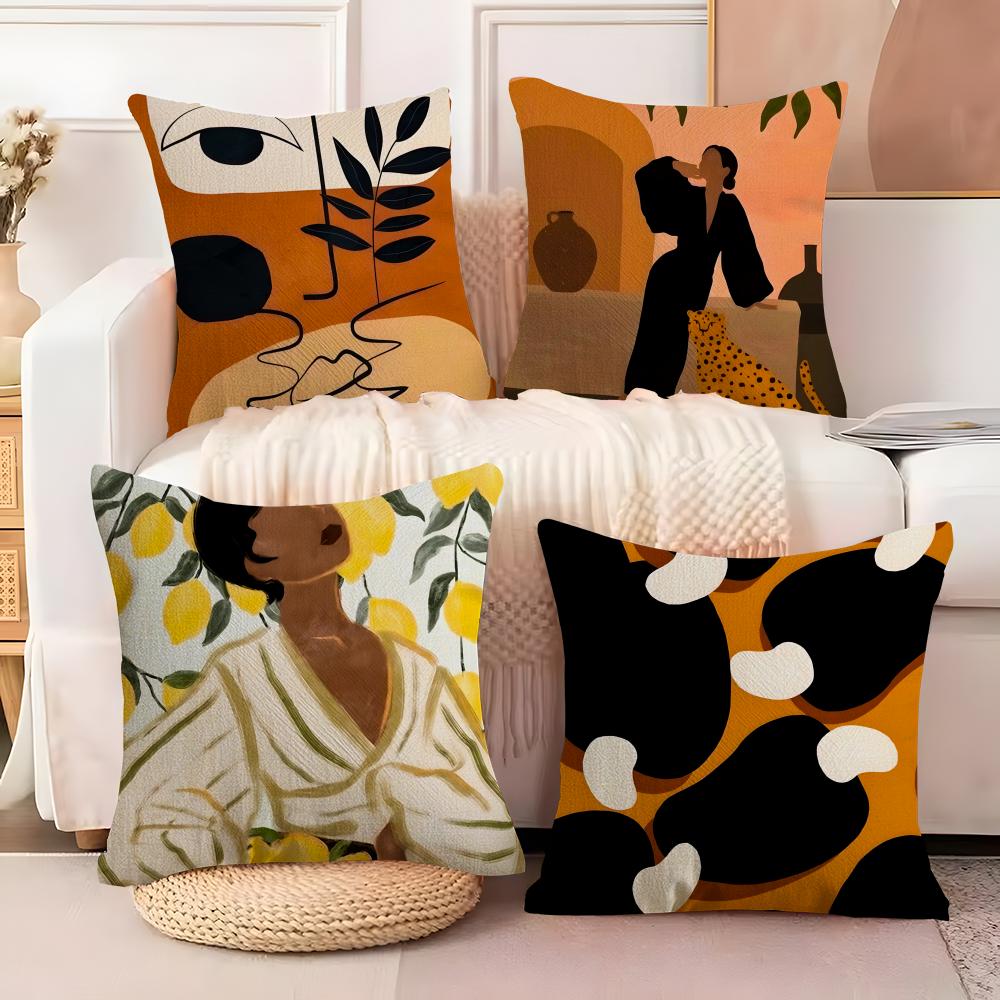 Art Abstract Illustration Cushion Cover Soft Plush Fabric DoubleSided Printed Sofa Cushion Cover for All Seasons Home DecorGift