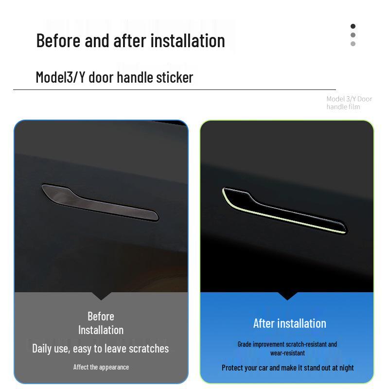 Adesivos Luminosos Anti-Risco para Maçanetas de Porta para Tesla Model Y/3