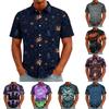 Men's Halloween Print Vintage Texture Shirt Open Front Short Sleeve Loose Breathable Summer Casual Streetwear Daily Shirt