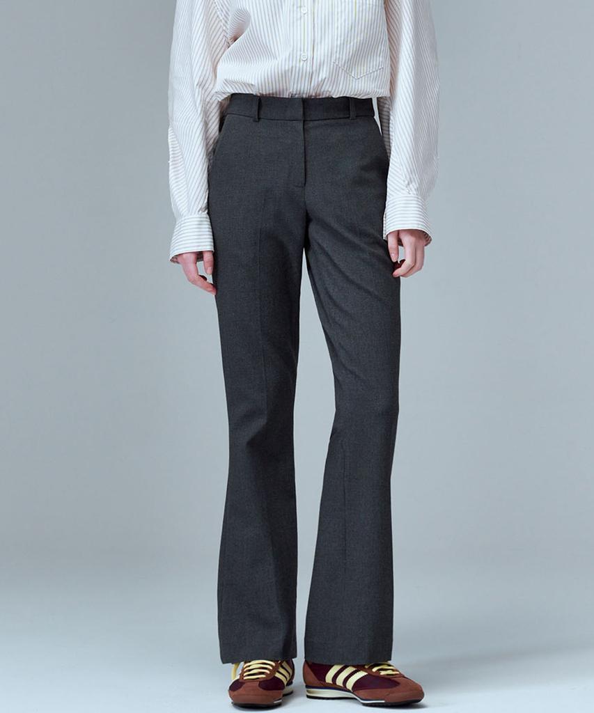 MALOUPE 2138 Brushed Stretch Slim Bootcut Pants (Dark Gray)