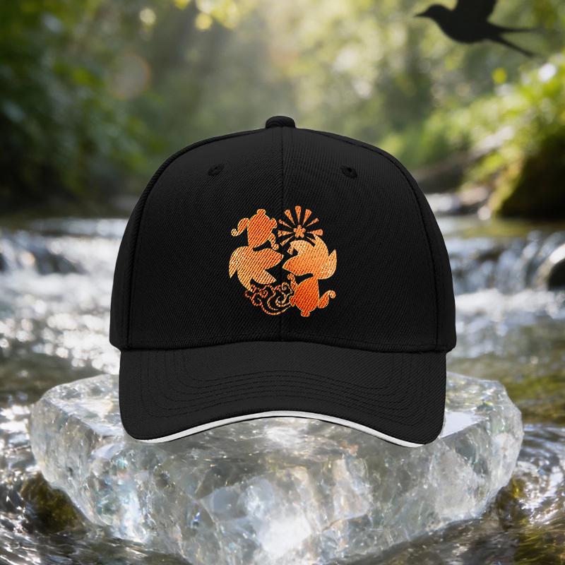 Original Orange Cartoon Character Sandwich Cap Unisex Easy Lightweight Adjustable Outdoor Sun Hat Ideal Gift for Travel Parti
