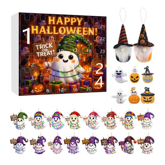 Advent Calendar 2025 24 Day Countdown Calendar with Acrylic Ghost/Gnome/Pumpkin