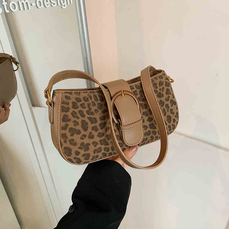 Fashion Leopard Women Bags   Winter Versatile PU Leather Crossbody Bag Lady Daily Work Shoulder Armpit Bags