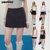 unifree Retro Embroidered Striped A-Line Skirt