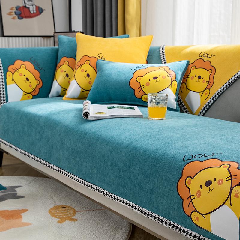 Sofa Cushion Four Seasons Universal Nordic Simple Non-Slip Chenille Light Luxury Cover Cover Cloth Cushion