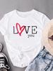 (Aziatische maat) Vrouwen Zoete Liefde Leuke Jaren '90 Stijl Korte Mouw Mode Print Dame Tee Top Kleding Casual T-shirt Vrouwelijke Grafische T-shirts