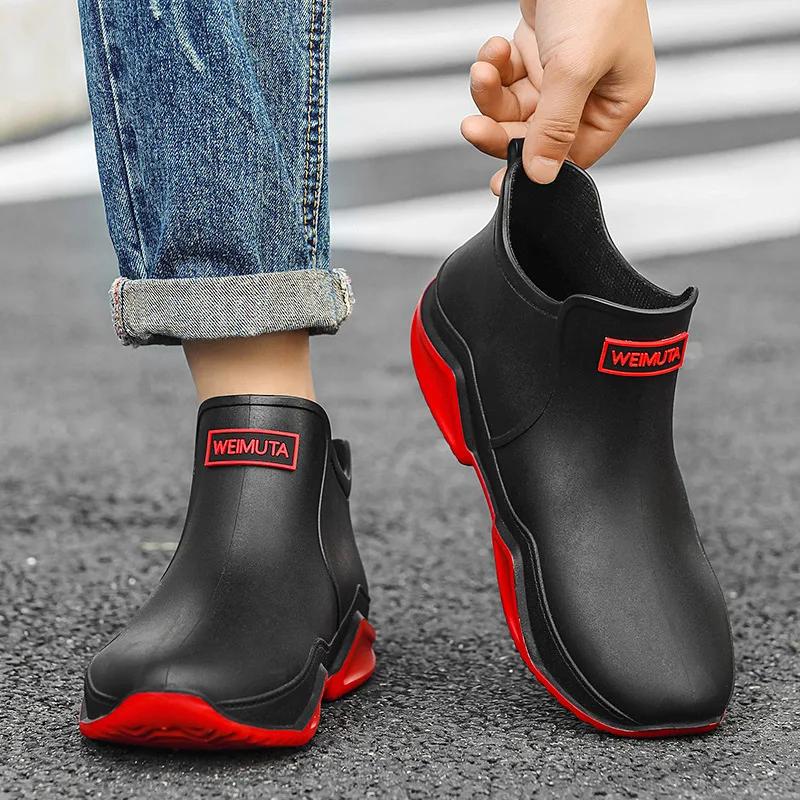 Men's Women Ankle Rain Boots Water Proof Non-slip Comfortable Short Boots High Quality Fur Warm Man Shoes Winter Autumn
