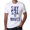 Tricou vintage pentru bărbați Tricou grafic Spune da lui Waves White