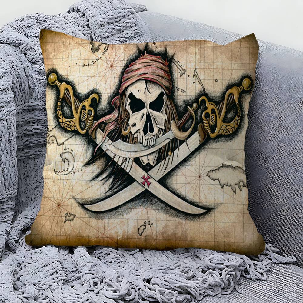 Pirate Ship Rune Skull Pillow Anime Pillow Sofa Bed Head Pillow Cover Cushion Cover 45X45 Cm Fashion