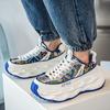 Fashion Blue Men Platform Sneakers Casual Personality Printed Low Sneakers Men Lace-up Breathable Trainers Zapatillas De Hombre
