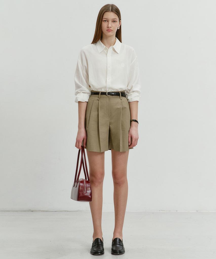 Deonseuteu Cotton-Linen Shorts Light Khaki_Udpa4B229K1