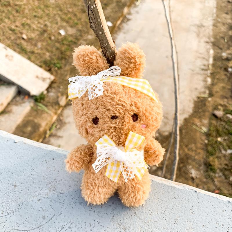 Cartoon Plush Bear Rabbit Keychain Cute Car Key Ring Bags Luggage Pendant
