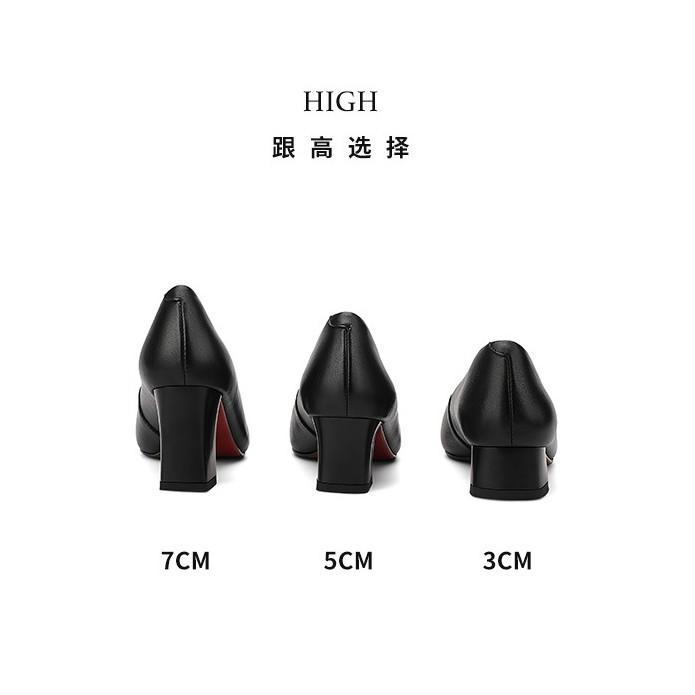 Women's shoes 2025 spring high heels thick heel 3-5 cm pointed single shoes women's shallow thick heel women's professional single shoes