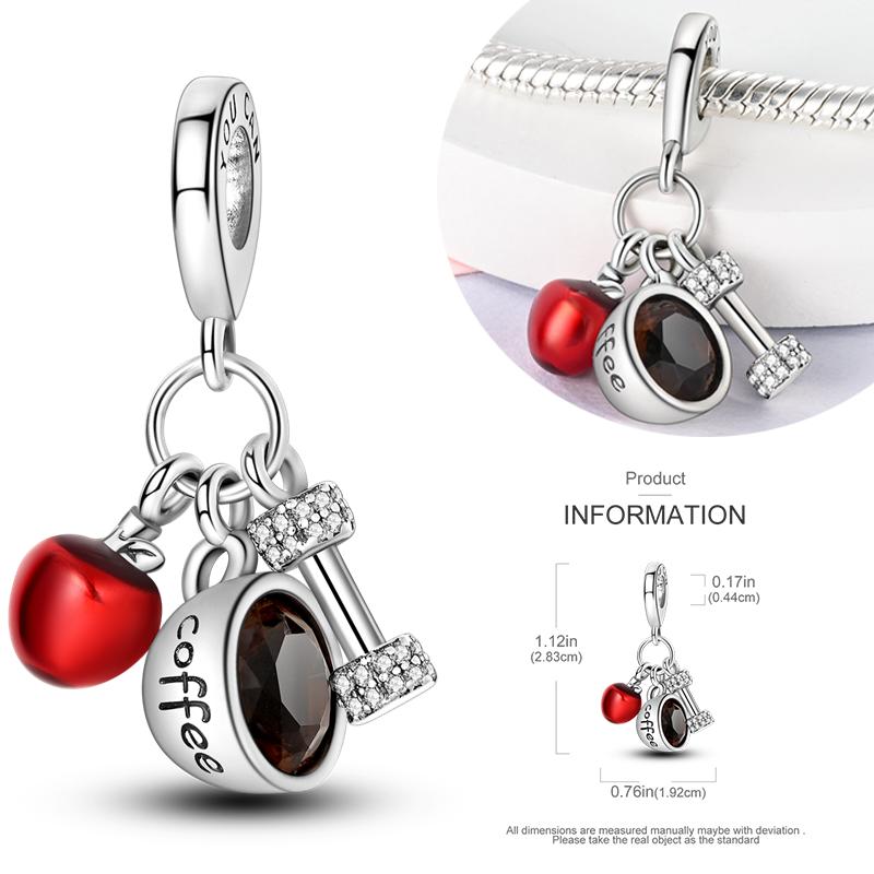 Original Copper Charms Beads Dreamcatcher Coffee Perfume Pendants Fit Women Bracelet Diy Jewelry Gift