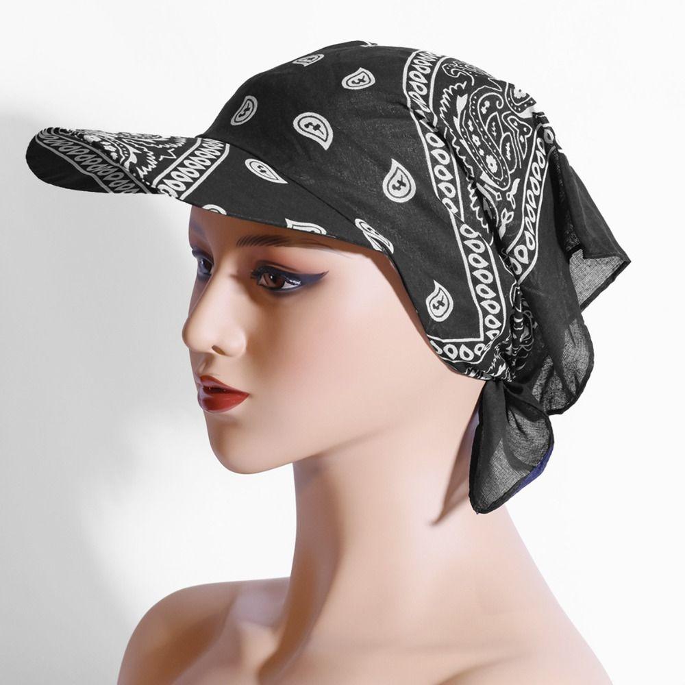 Fashion Wide Brim Baseball Caps Head Scarf Pre-Tied Breathable Sun Visor Turban Lightweight Bandana Scarf Cap Women Outdoor
