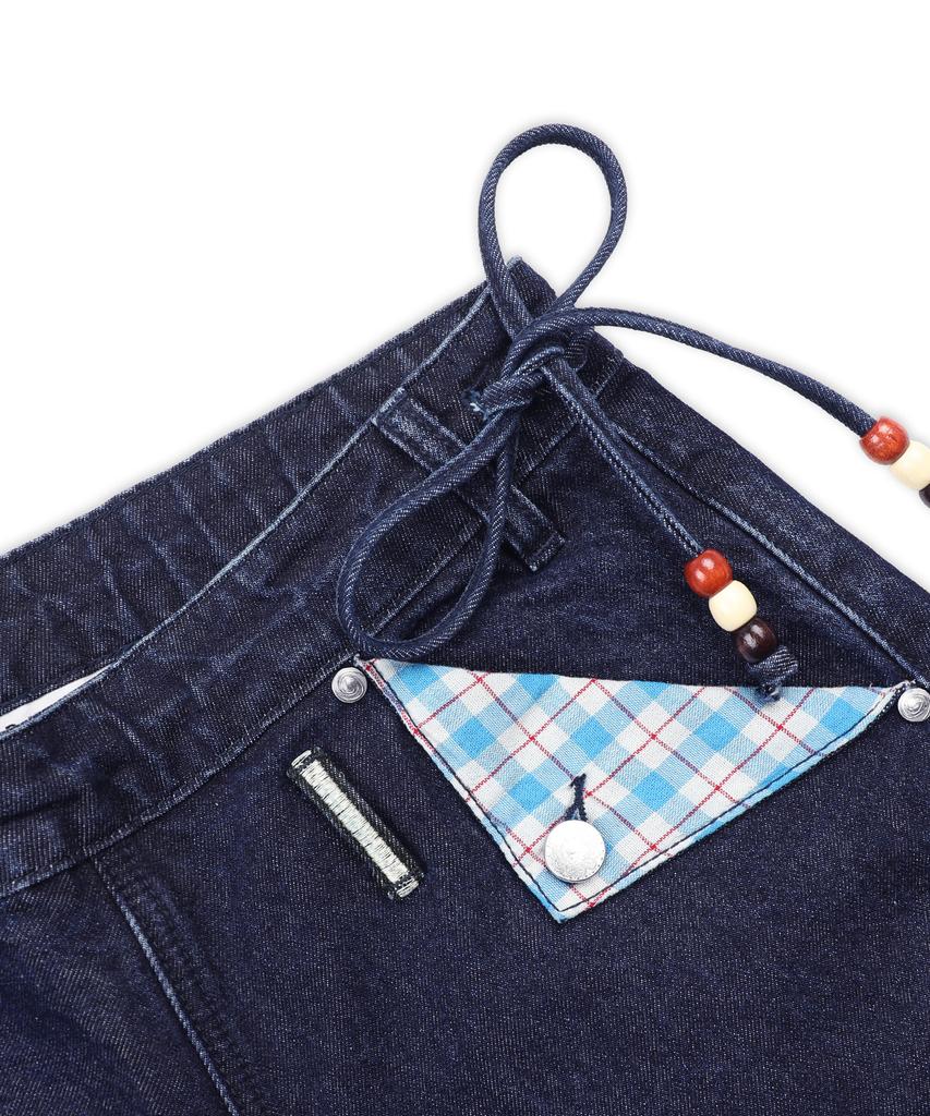 RuNaKi'Hu' Wxp085 Shiawase Check Color Block Balloon Pants (Indigo)