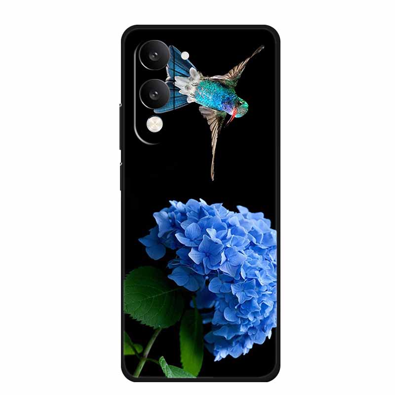 For Vivo Y29T Y29s Case Y 29 T S Coque Flowers Black Silicone Soft Back Cover For Vivo Y19s GT 5G iQOO Z10 Lite Phone Case Funda