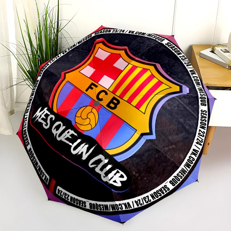 FC Barcelona Pattern, Automatic Folding Umbrella, Portable and Foldable Design, 8 Ribs, a Christmas or Birthday Gift.